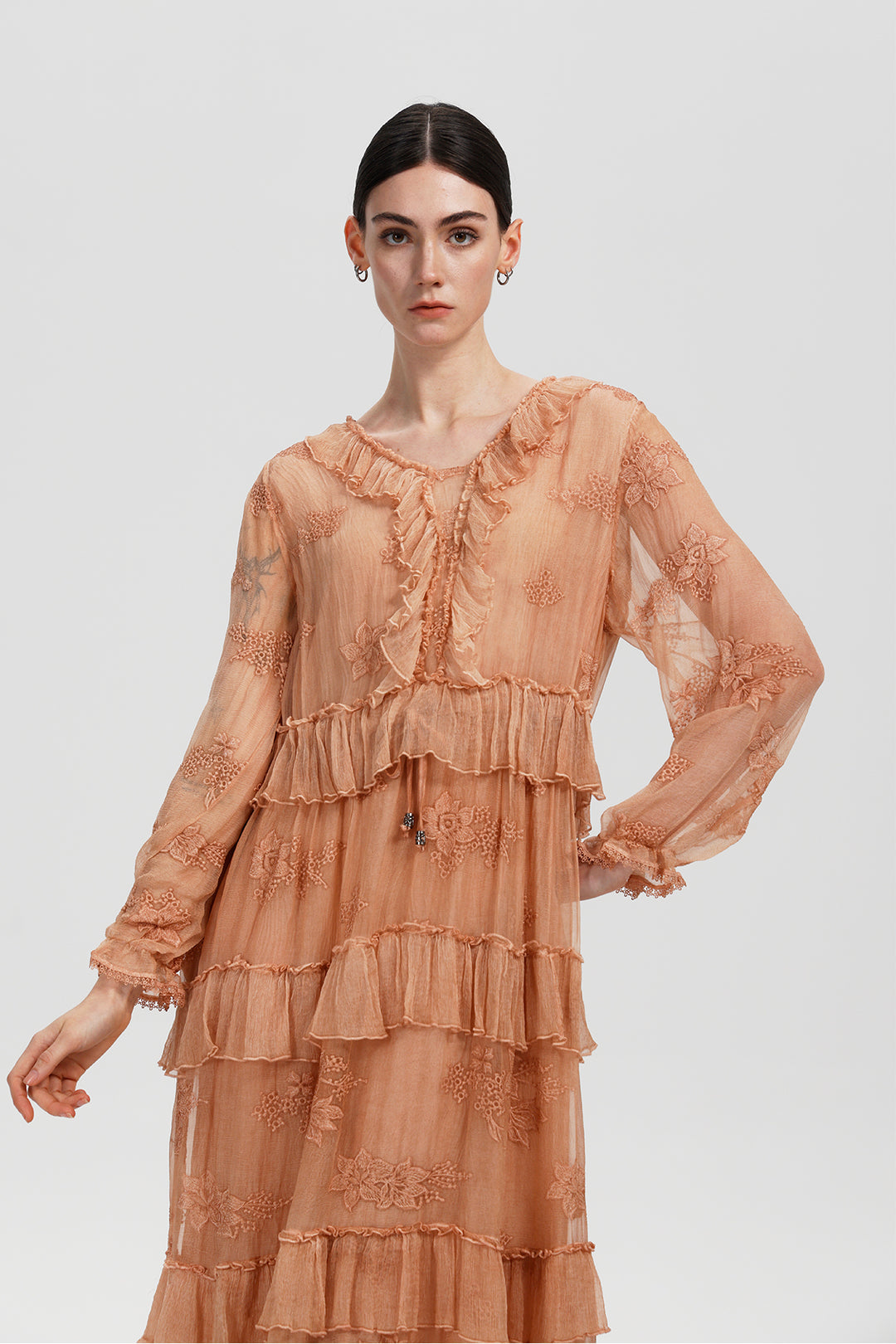 Seren Ruffle Silk Dress