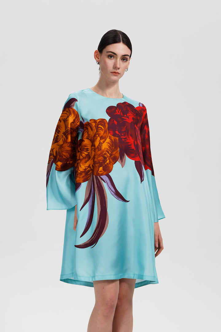 Amara Floral Print Silk Dress