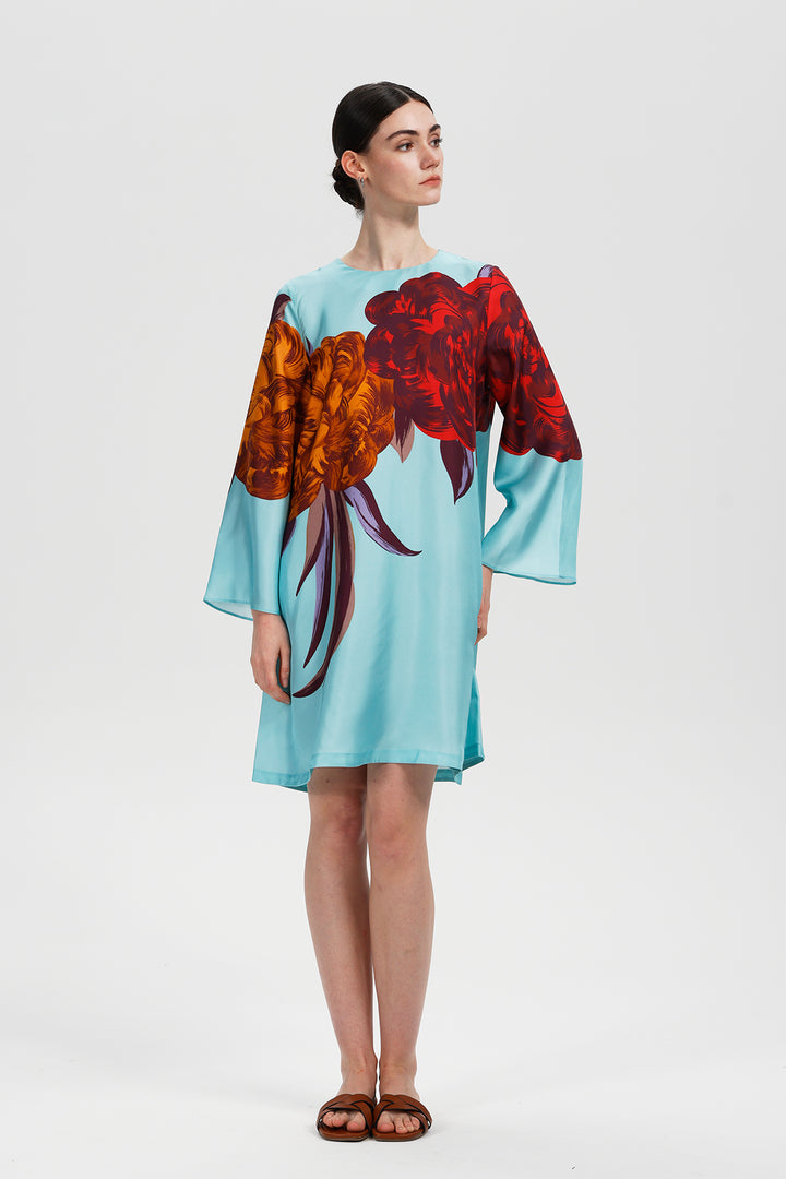 Amara Floral Print Silk Dress