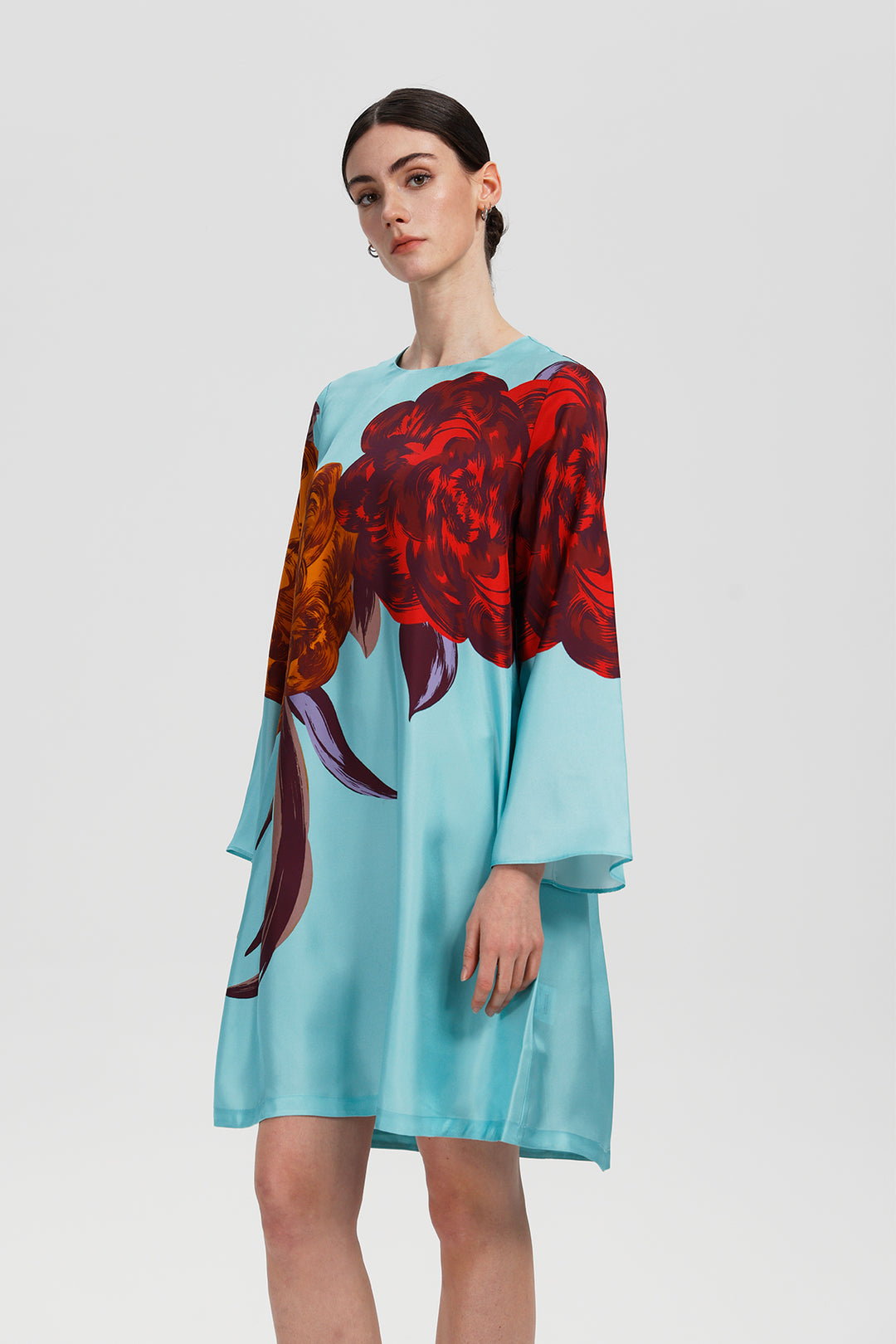 Amara Floral Print Silk Dress