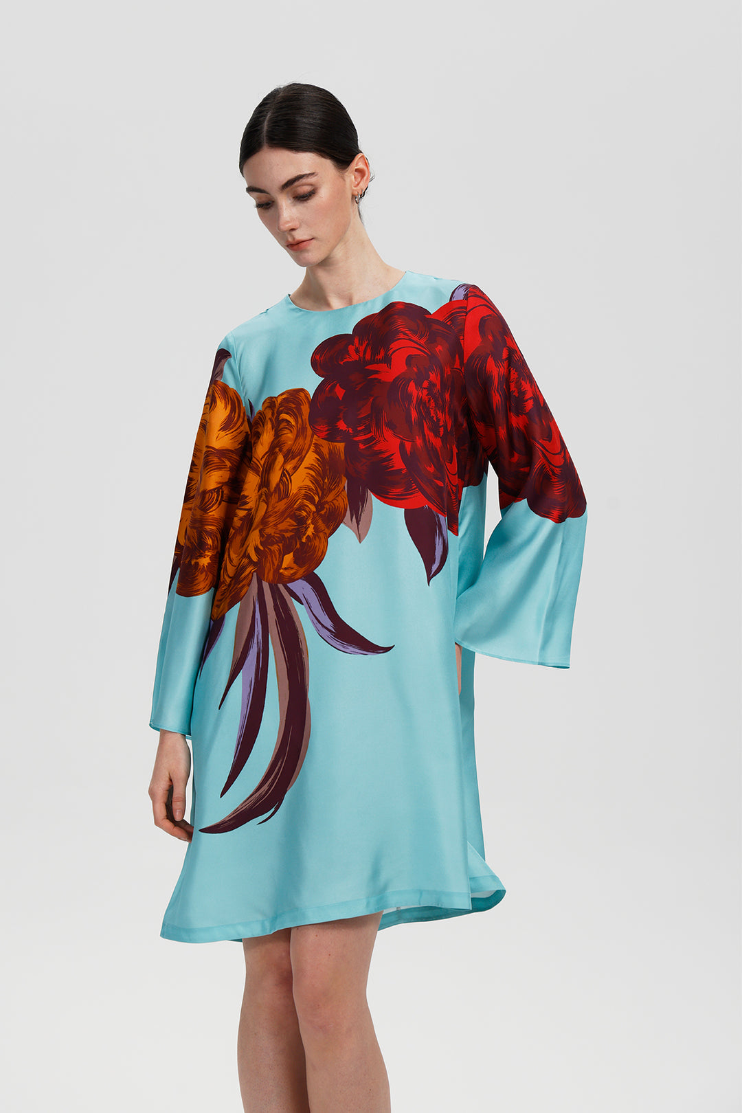 Amara Floral Print Silk Dress