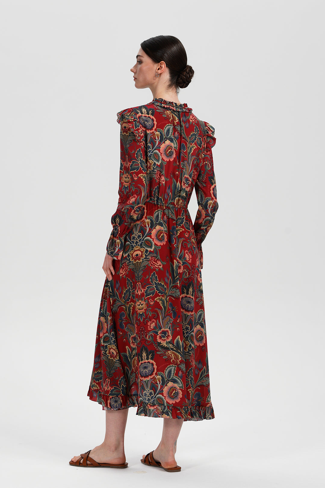 Daphne Crimson Silk Dress