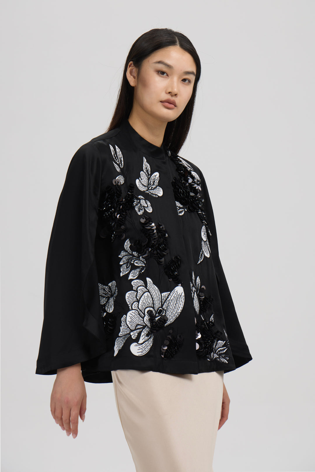 Thalia Floral Sequin Cape