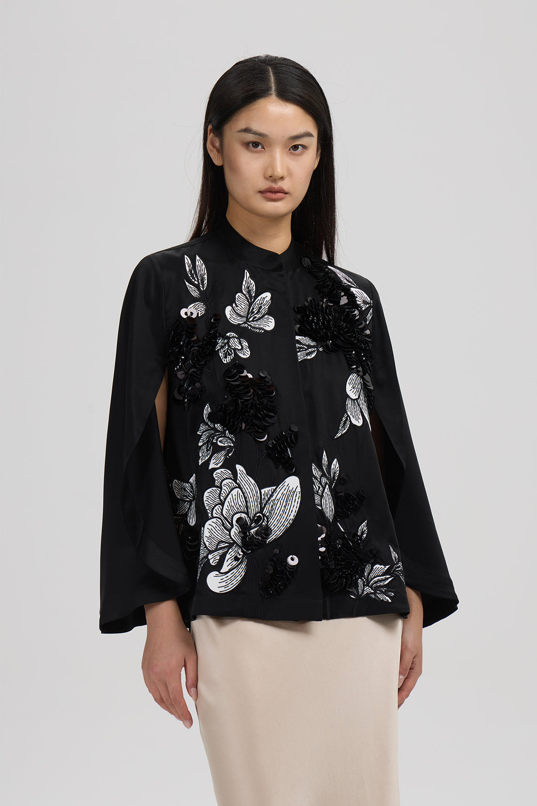Thalia Floral Sequin Cape