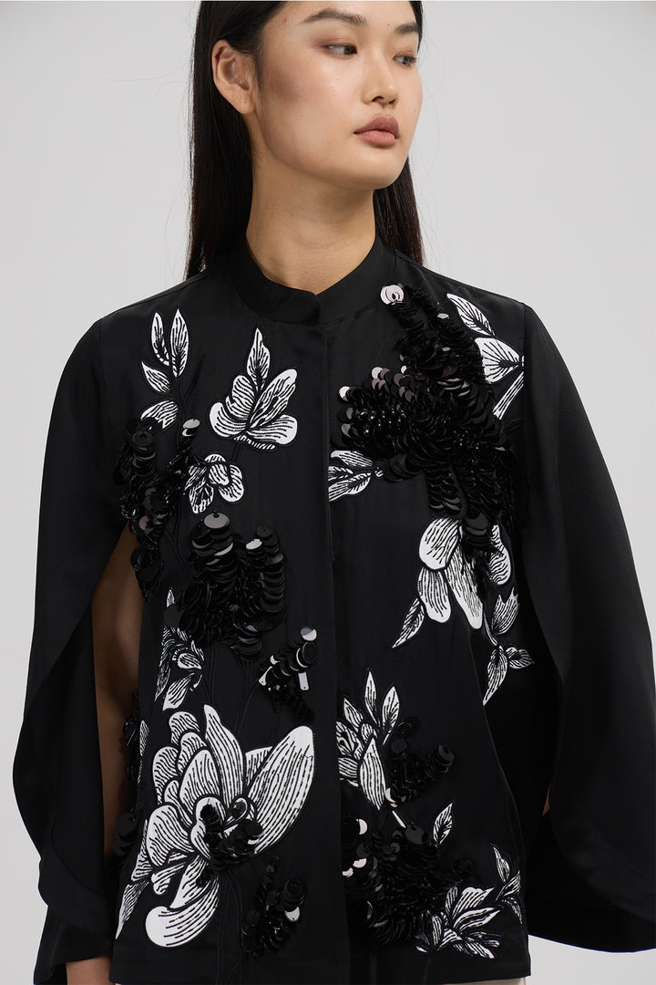 Thalia Floral Sequin Cape