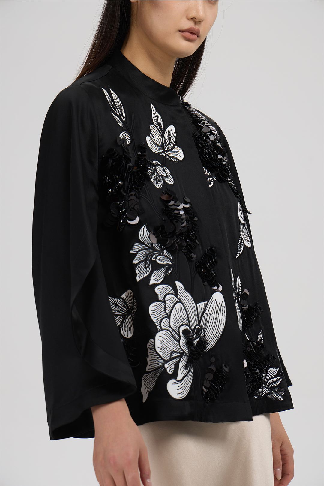 Thalia Floral Sequin Cape