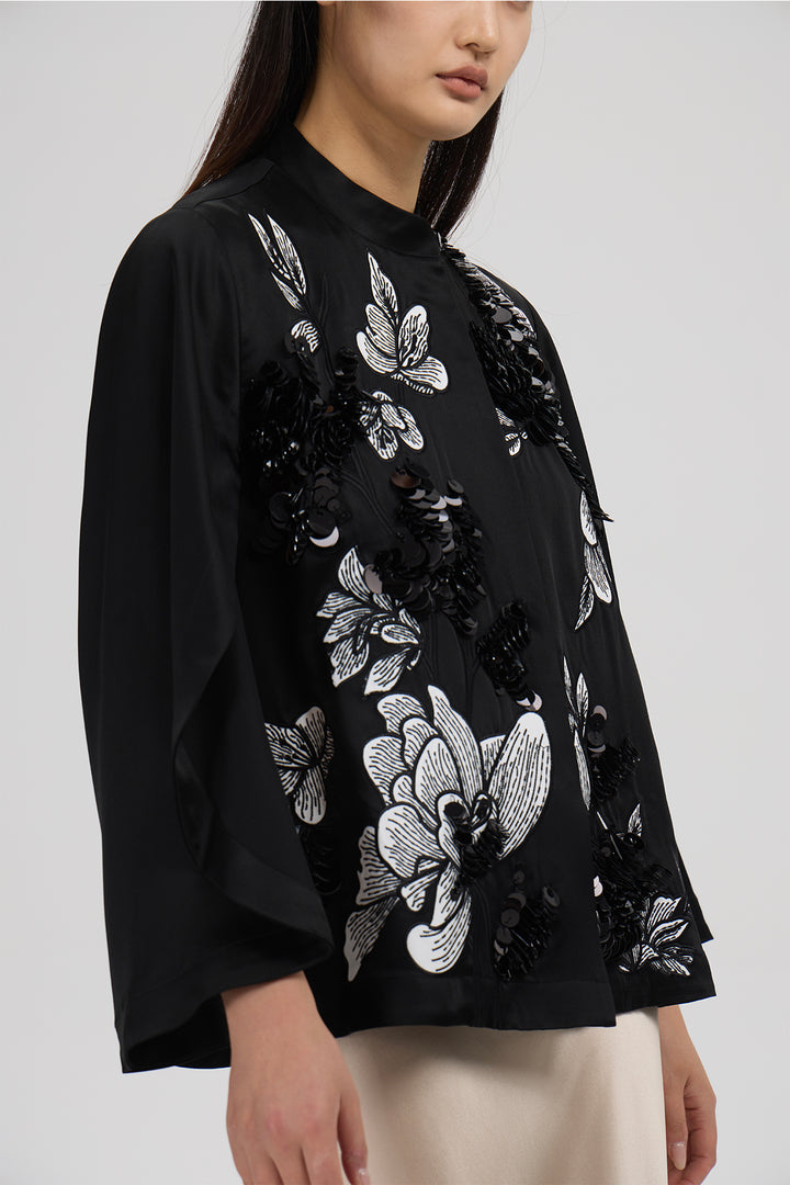 Thalia Floral Sequin Cape