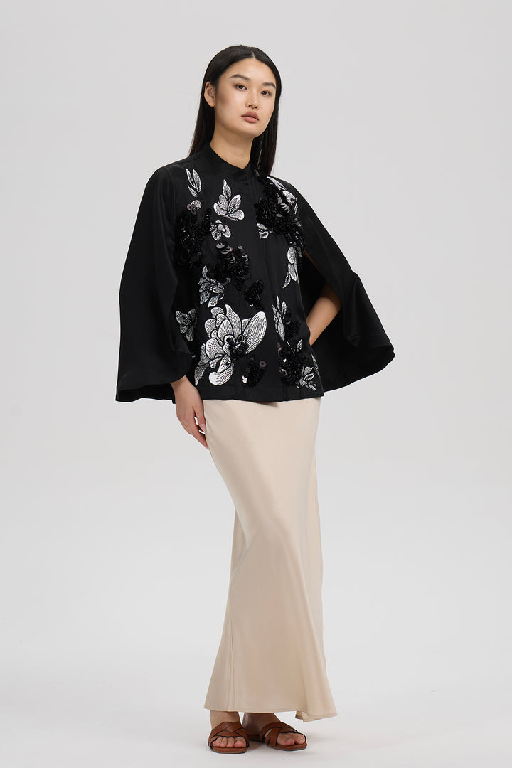 Thalia Floral Sequin Cape