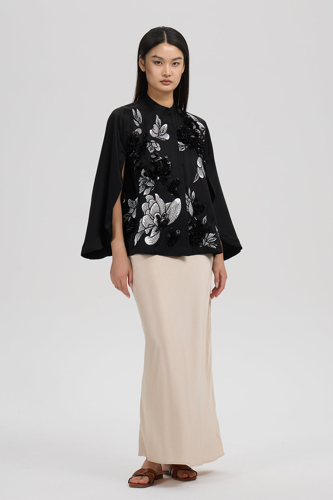 Thalia Floral Sequin Cape