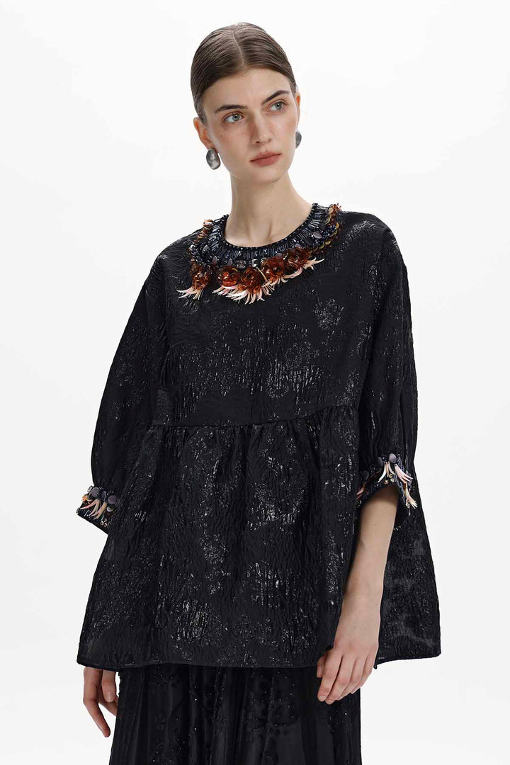 Yseult Beaded Jacquard Blouse