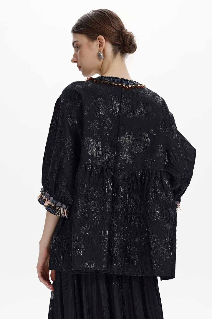 Yseult Beaded Jacquard Blouse