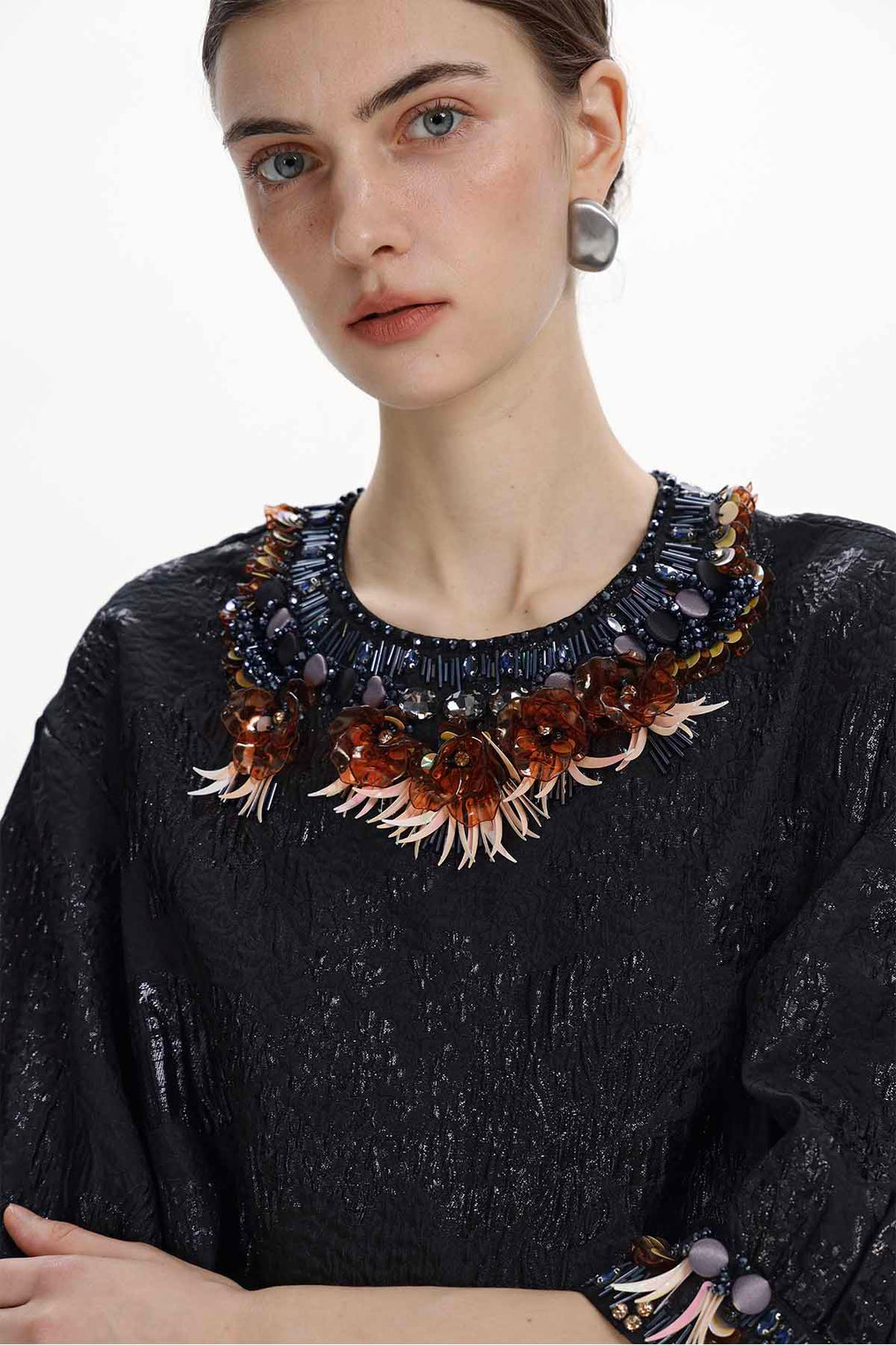 Yseult Beaded Jacquard Blouse