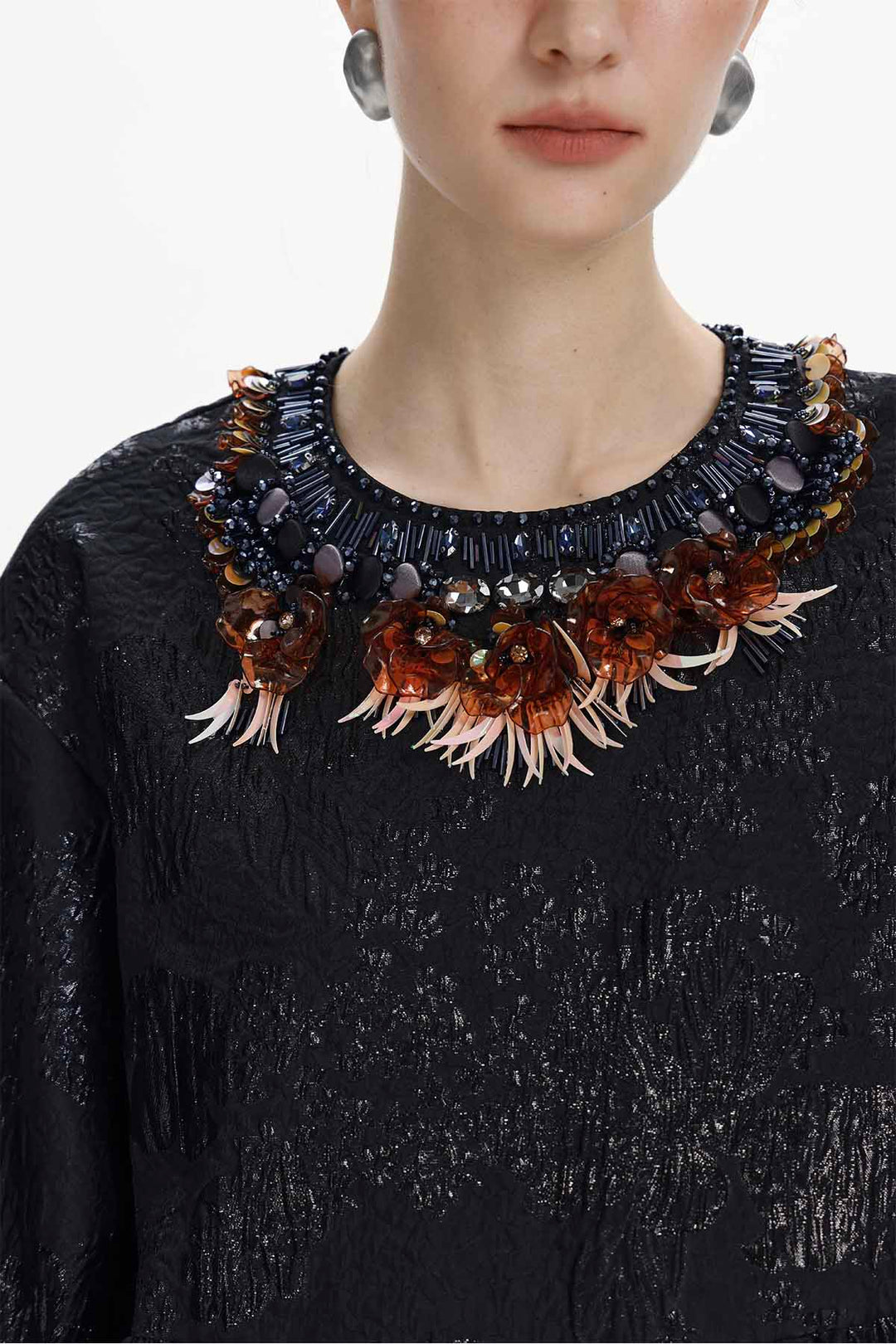 Yseult Beaded Jacquard Blouse