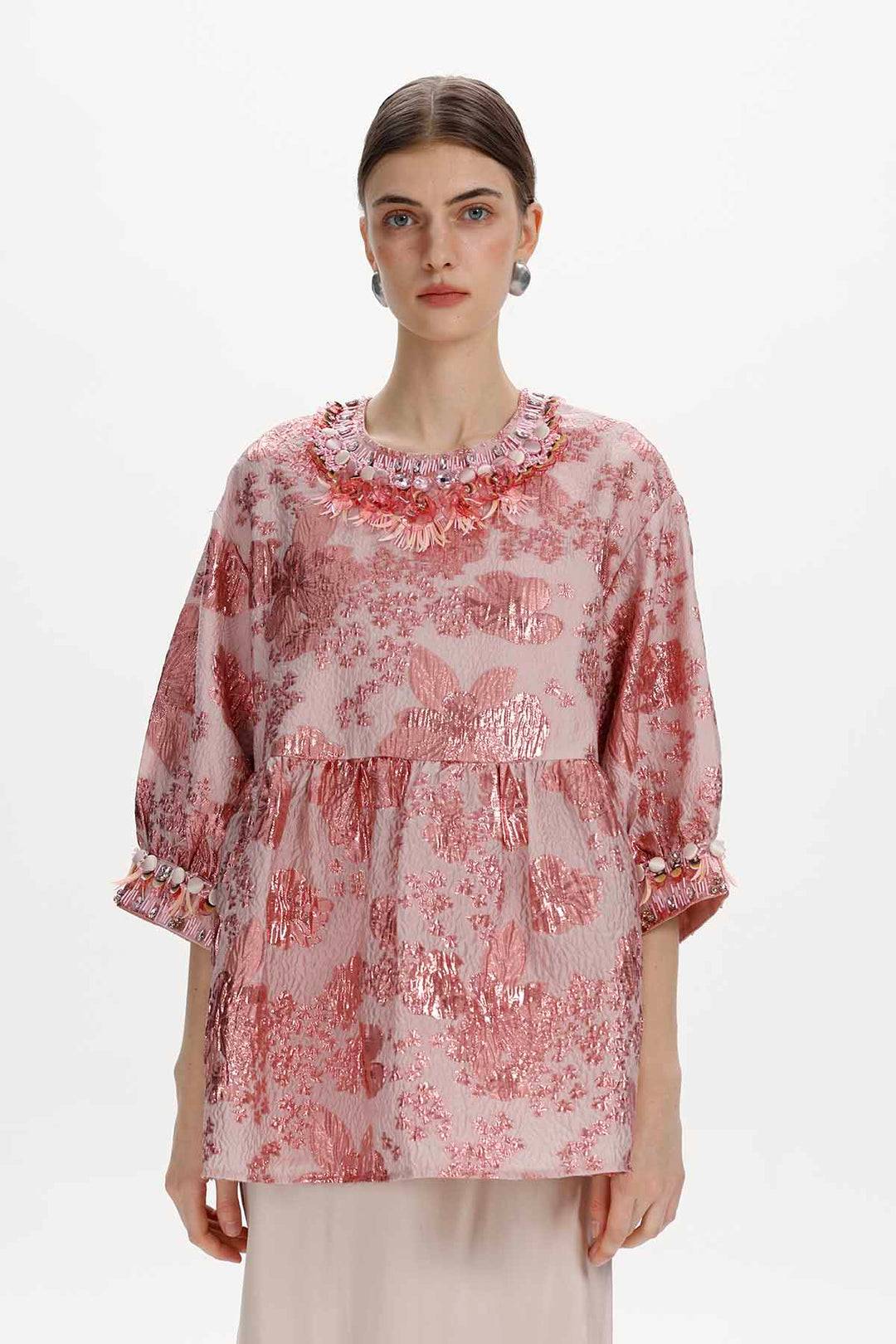 Yseult Beaded Jacquard Blouse