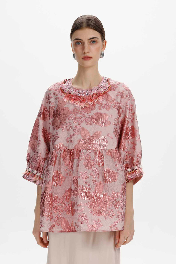 Yseult Beaded Jacquard Blouse