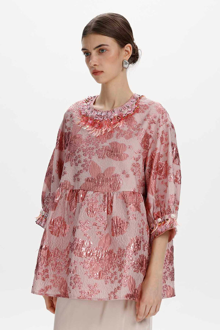 Yseult Beaded Jacquard Blouse