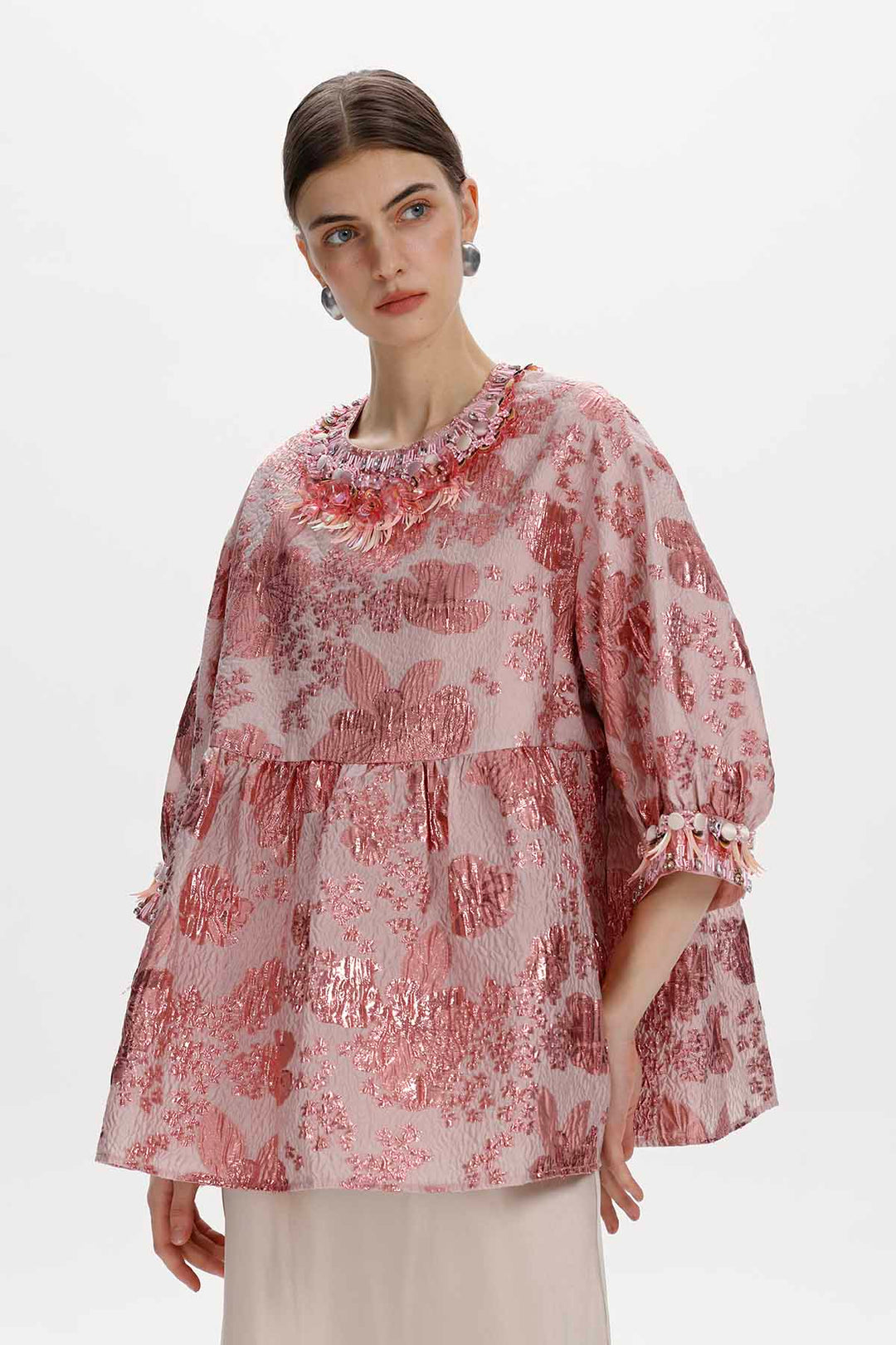 Yseult Beaded Jacquard Blouse