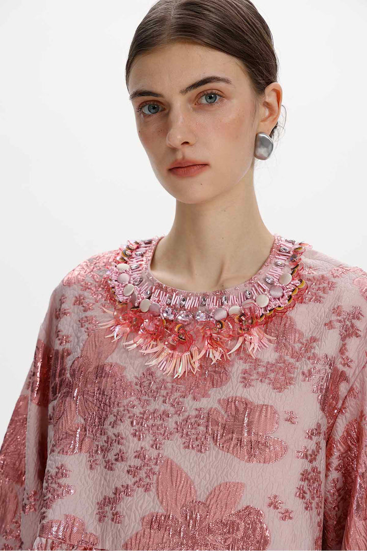 Yseult Beaded Jacquard Blouse