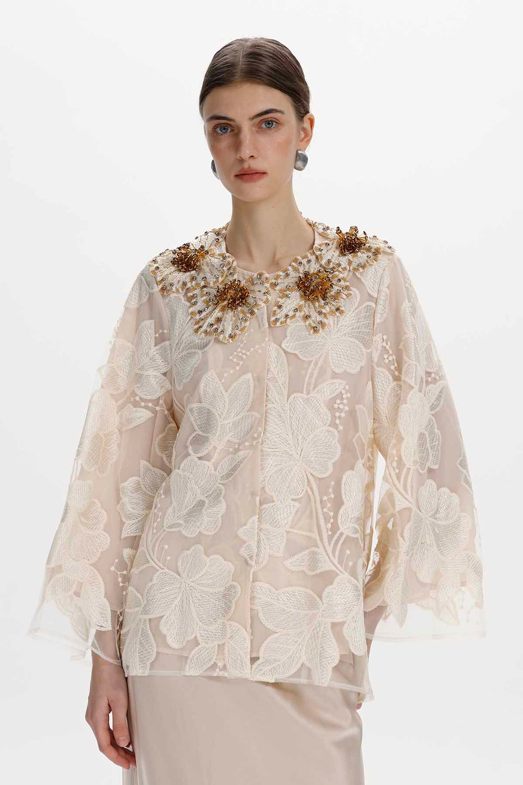 Maristela Beaded Floral Blouse