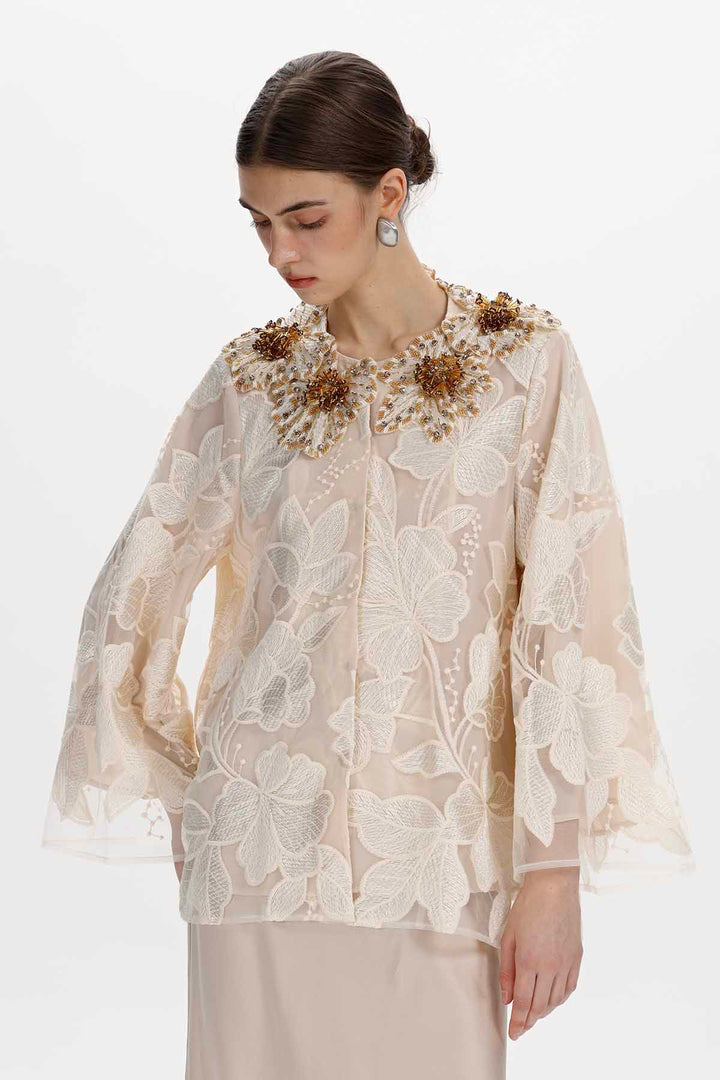 Maristela Beaded Floral Blouse