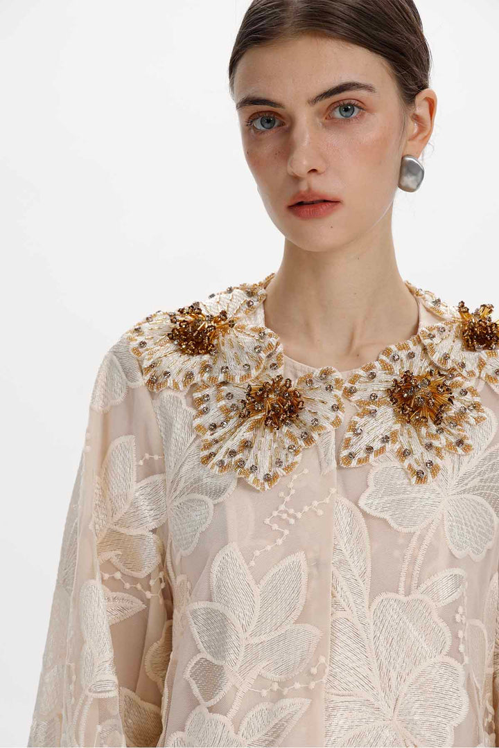 Maristela Beaded Floral Blouse