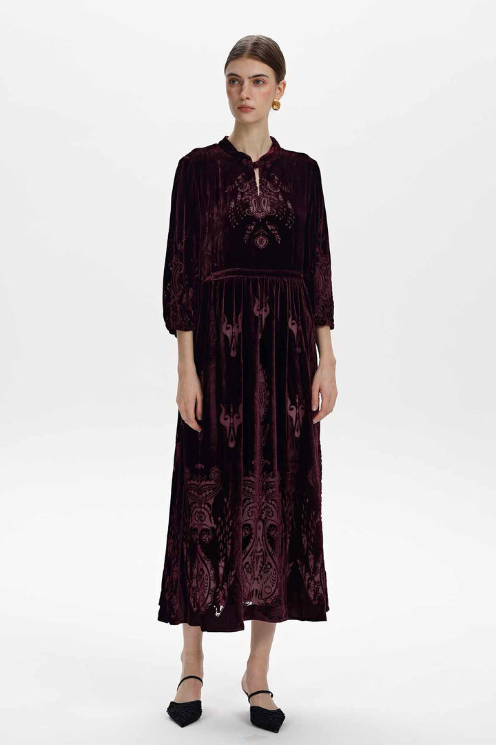 Cecily Silk Velvet Midi Dress