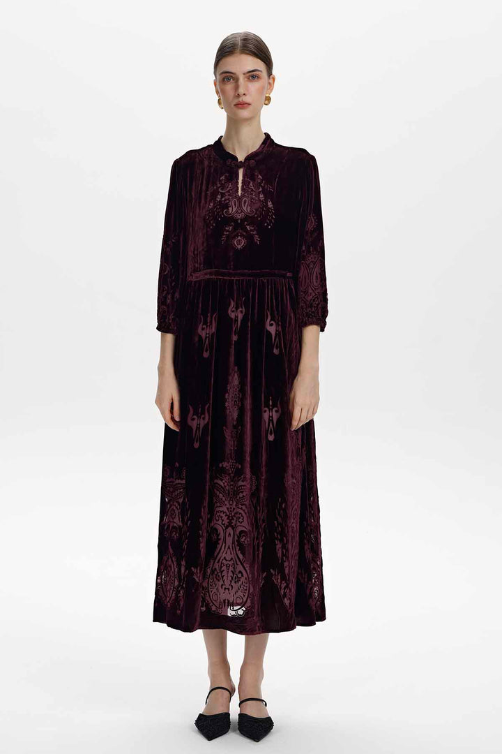 Cecily Silk Velvet Midi Dress