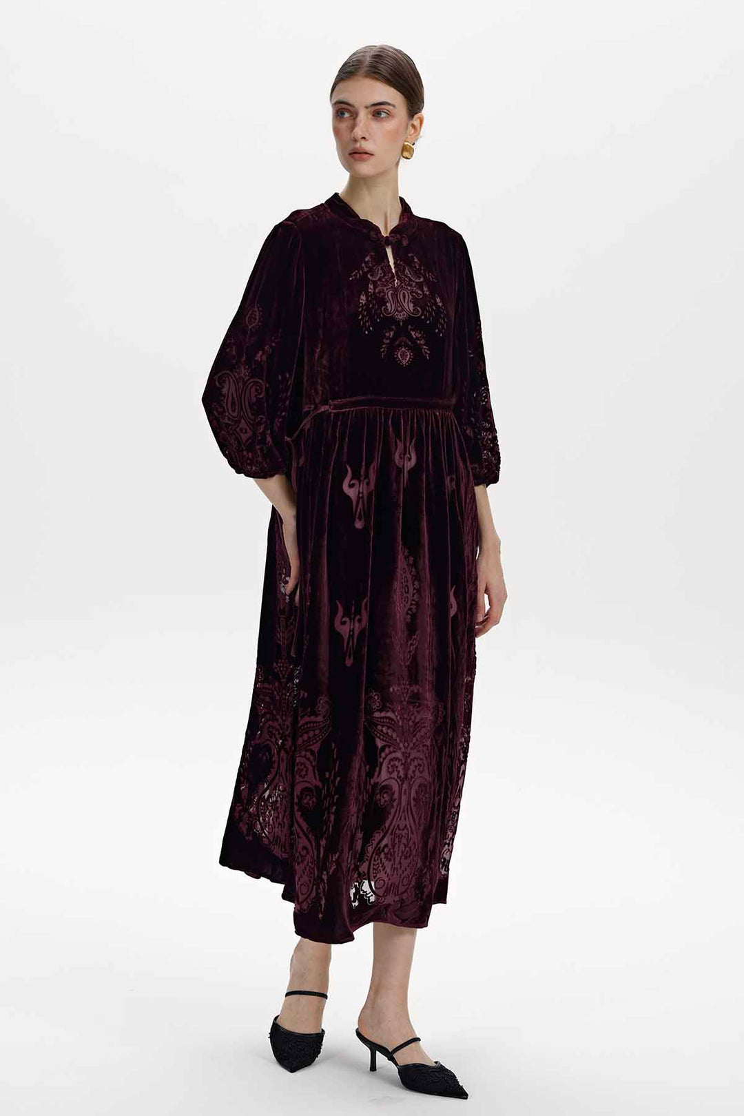 Cecily Silk Velvet Midi Dress