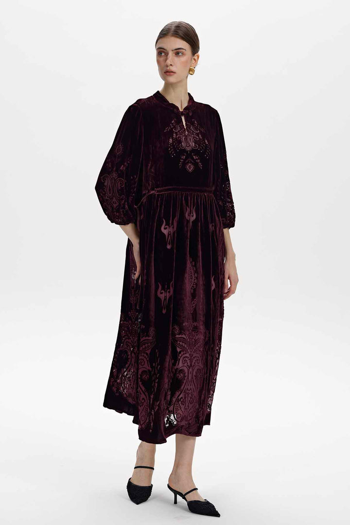 Cecily Silk Velvet Midi Dress
