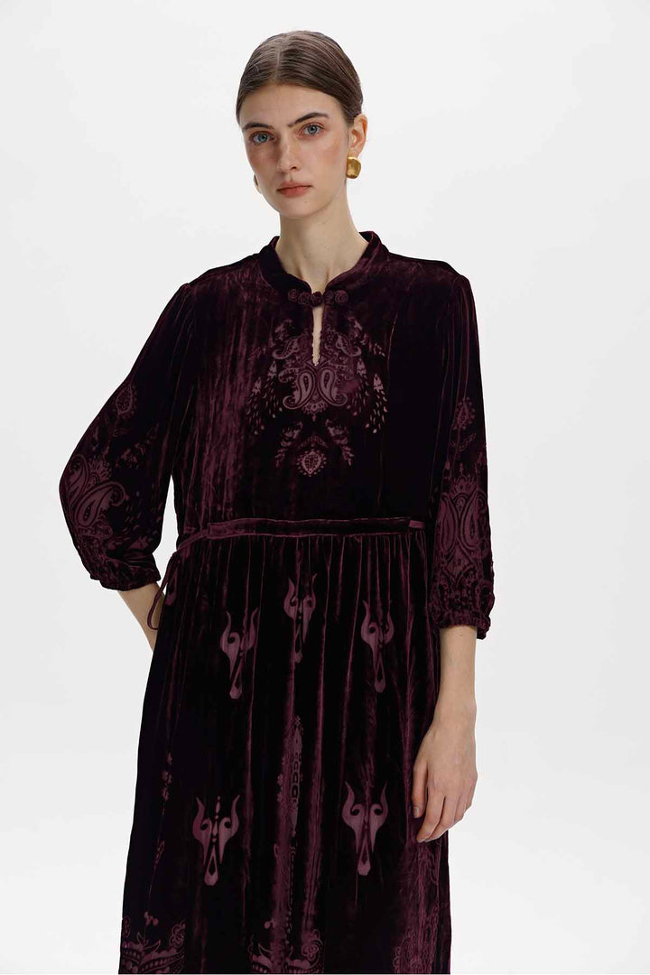 Cecily Silk Velvet Midi Dress