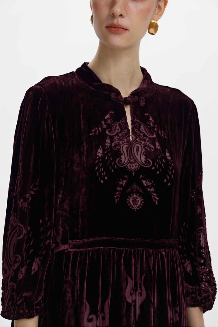 Cecily Silk Velvet Midi Dress