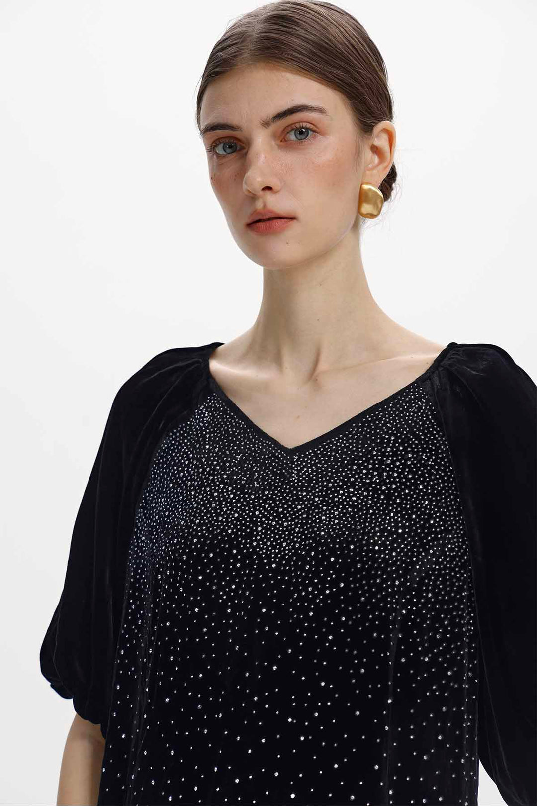 Davina Rhinestone Velvet Maxi Dress