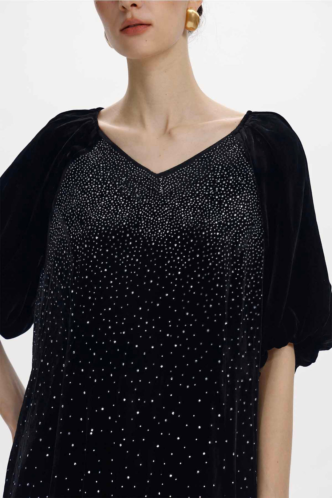 Davina Rhinestone Velvet Maxi Dress
