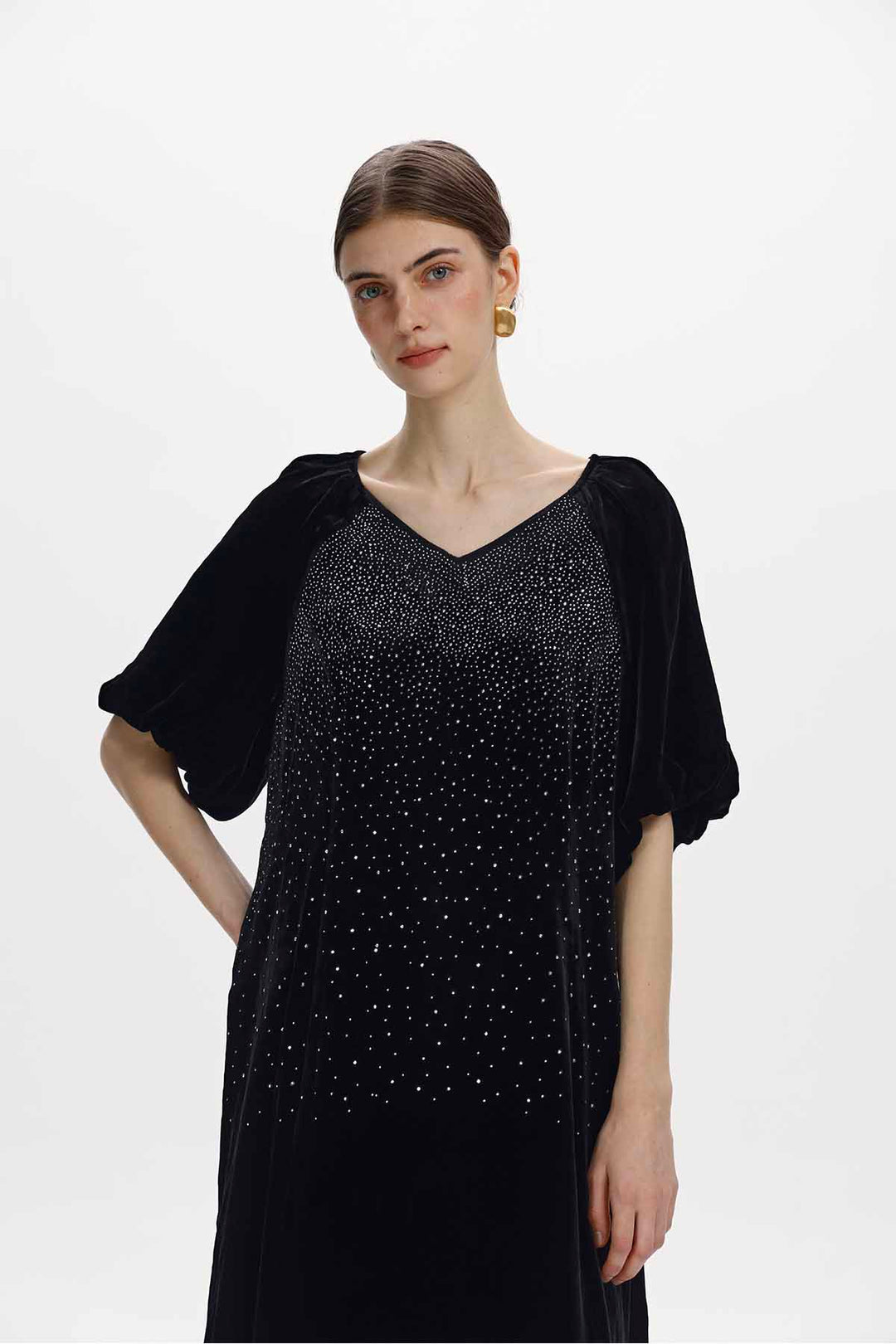 Davina Rhinestone Velvet Maxi Dress