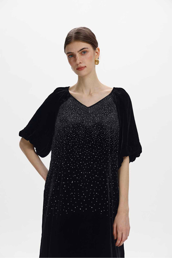 Davina Rhinestone Velvet Maxi Dress