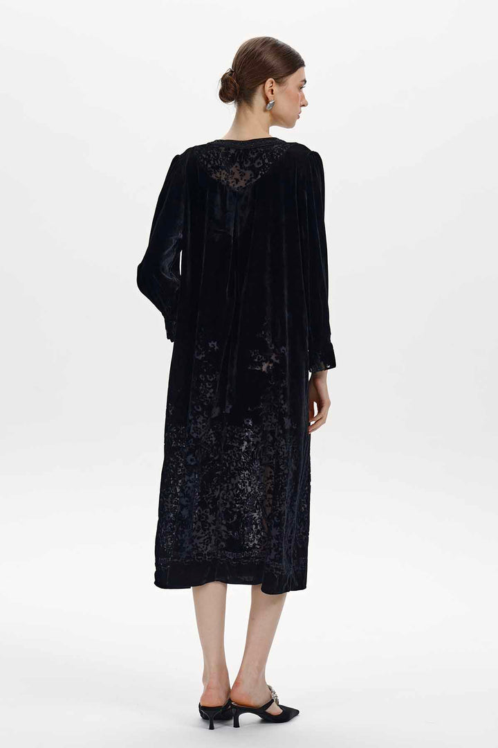 Dahlia Floral Silk Velvet Midi Dress