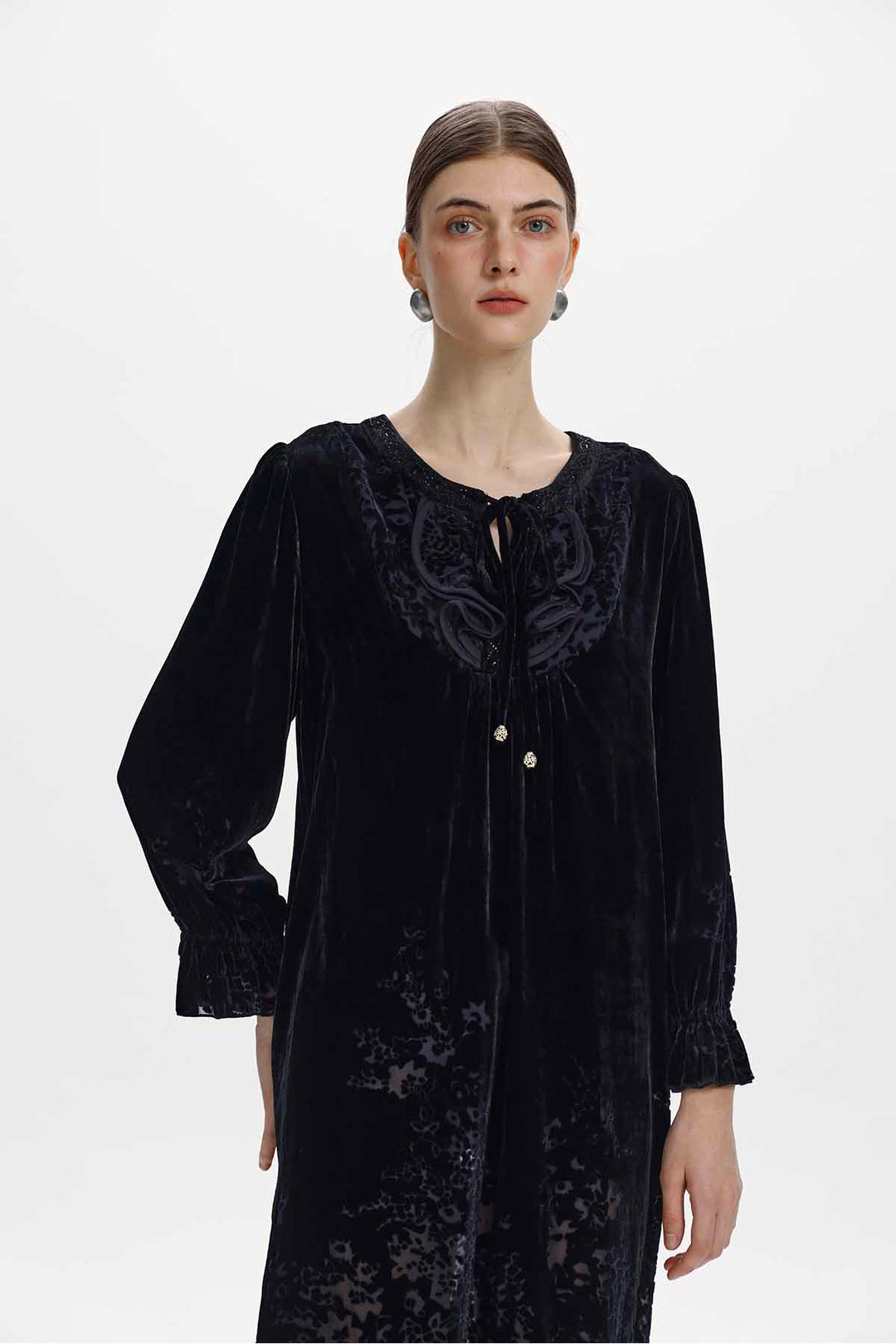 Dahlia Floral Silk Velvet Midi Dress