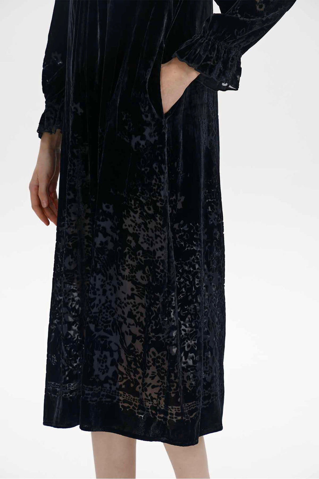 Dahlia Floral Silk Velvet Midi Dress