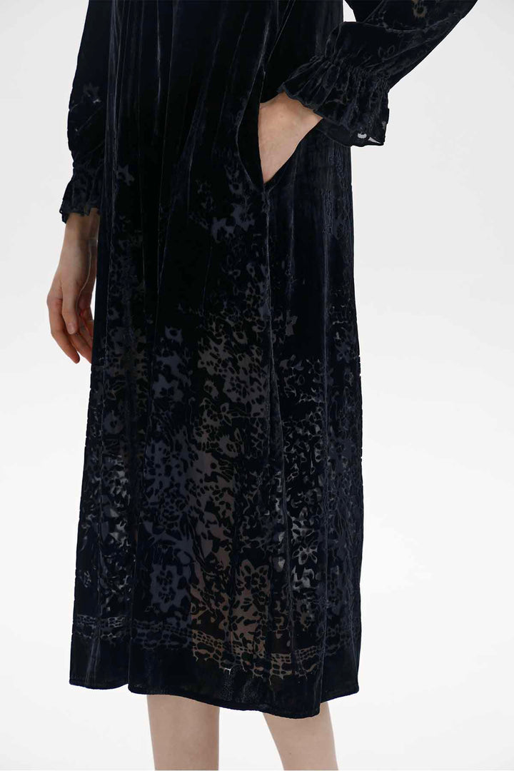 Dahlia Floral Silk Velvet Midi Dress
