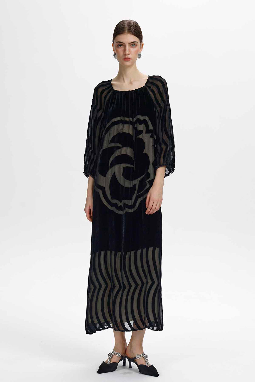Roxane Floral Burnout Velvet Maxi Dress