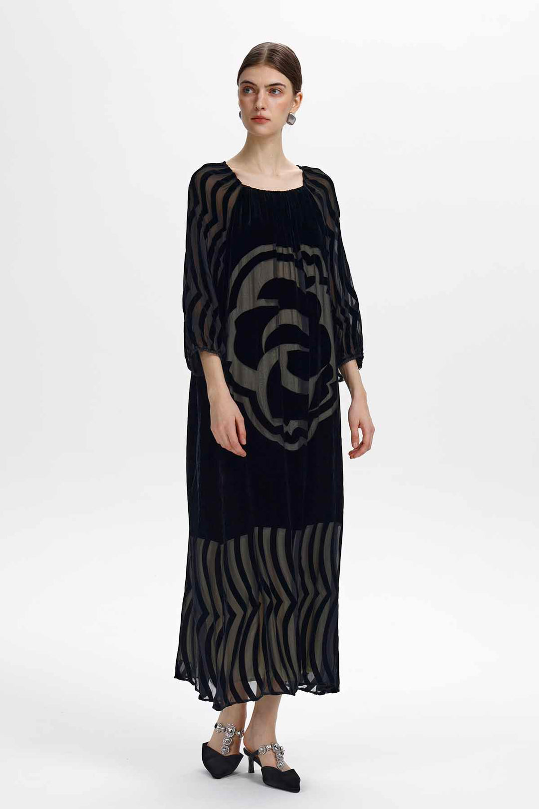 Roxane Floral Burnout Velvet Maxi Dress