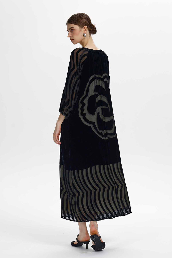 Roxane Floral Burnout Velvet Maxi Dress