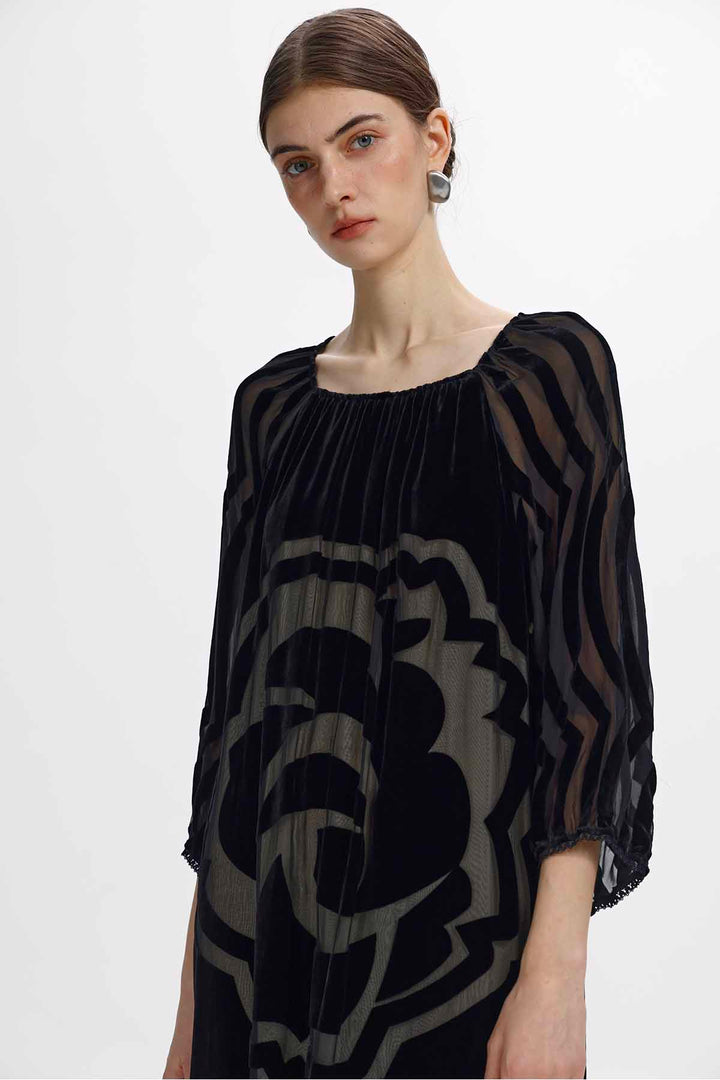 Roxane Floral Burnout Velvet Maxi Dress