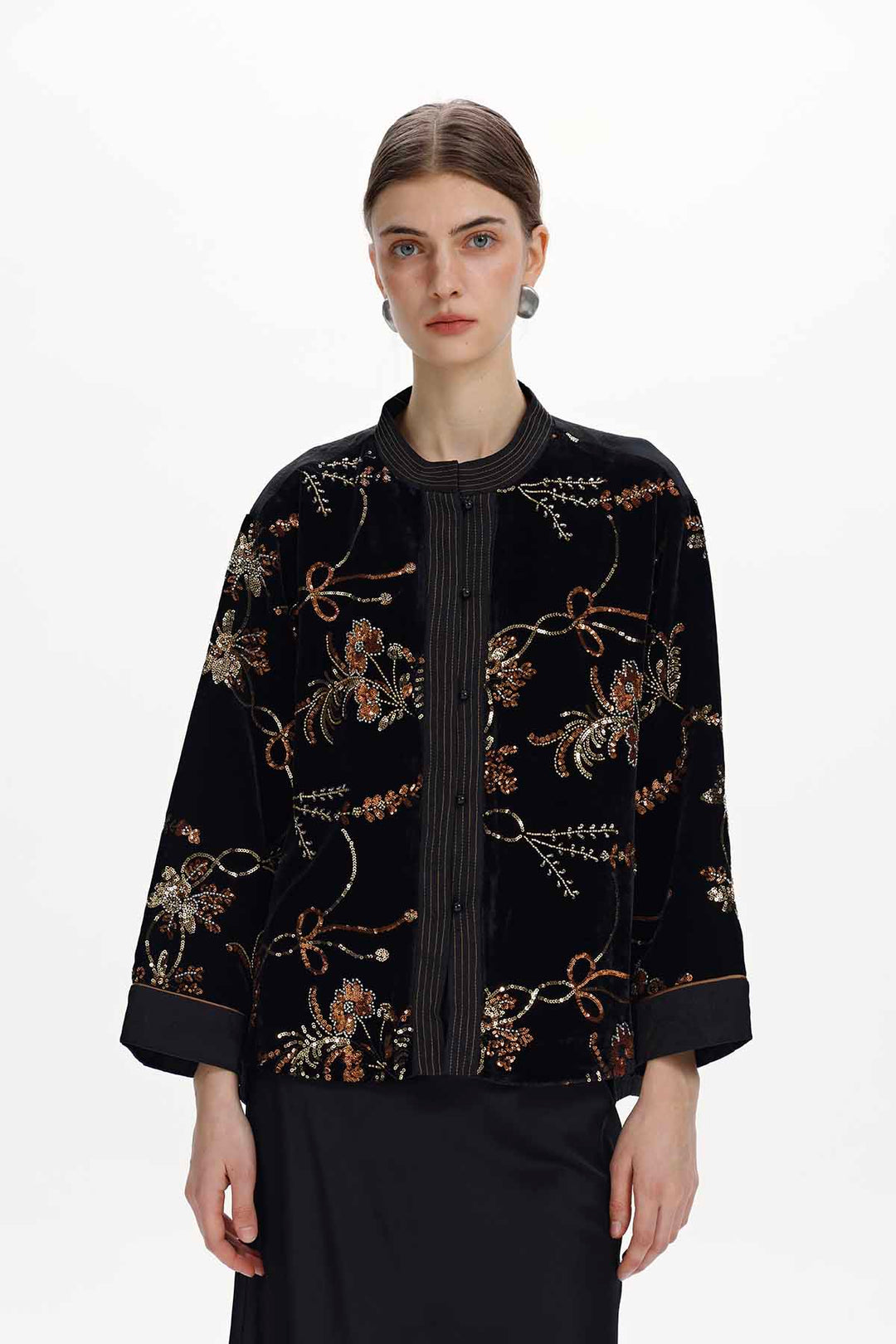 Marisol Embellished Floral Velvet Jacket