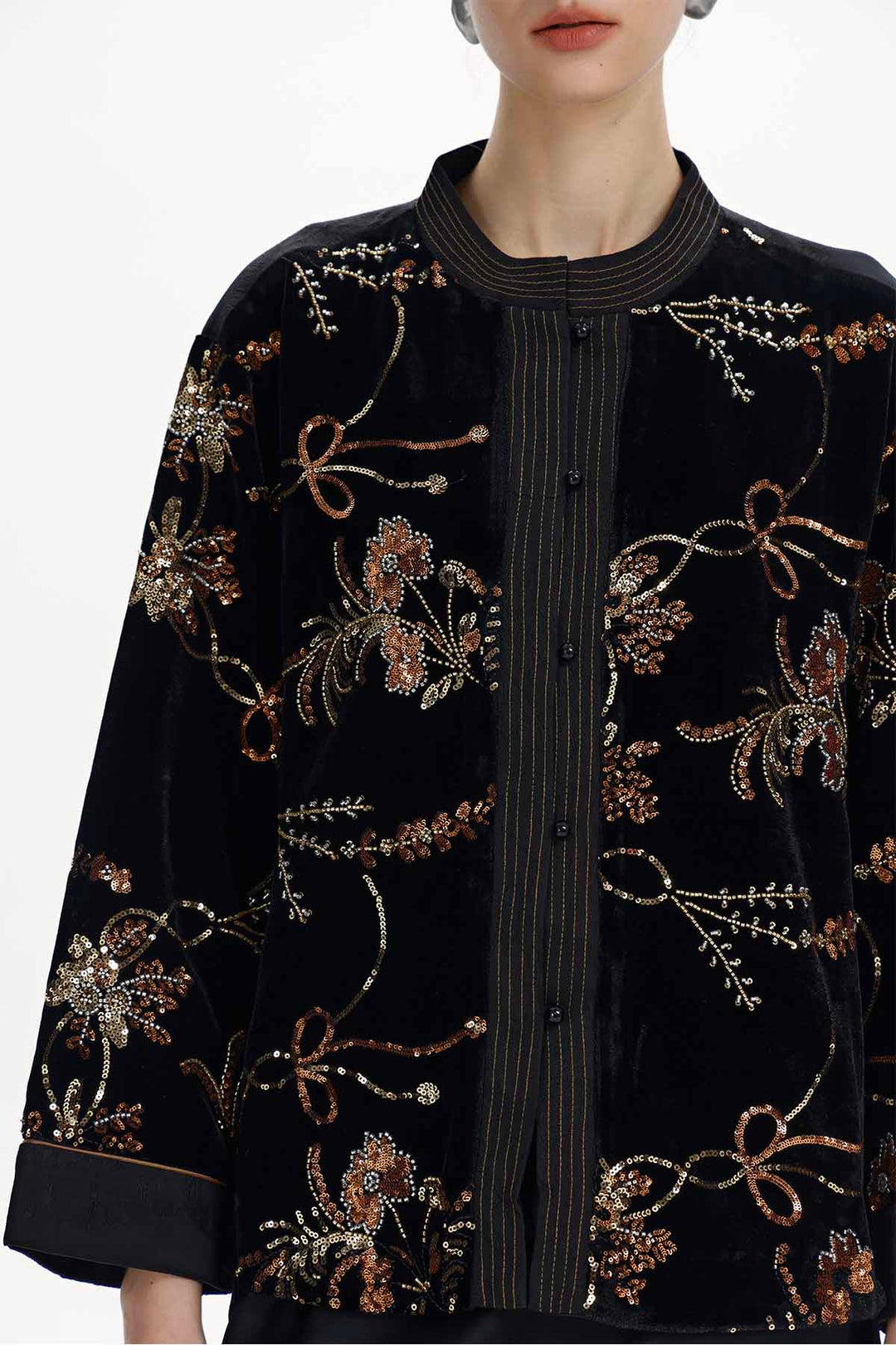 Marisol Embellished Floral Velvet Jacket