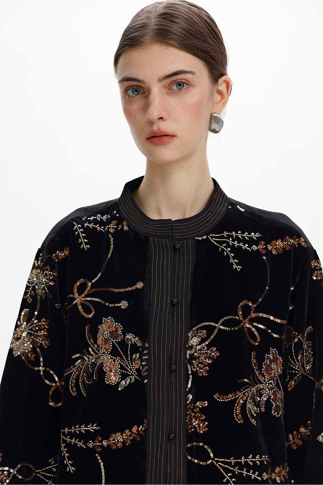 Marisol Embellished Floral Velvet Jacket