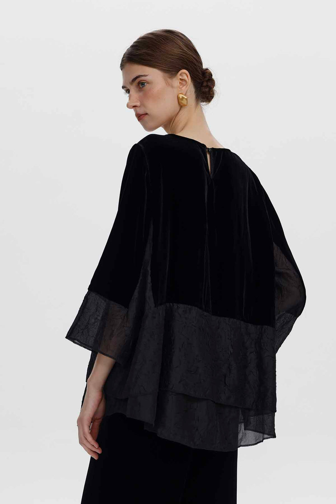 Chou Velvet Spliced Blouse