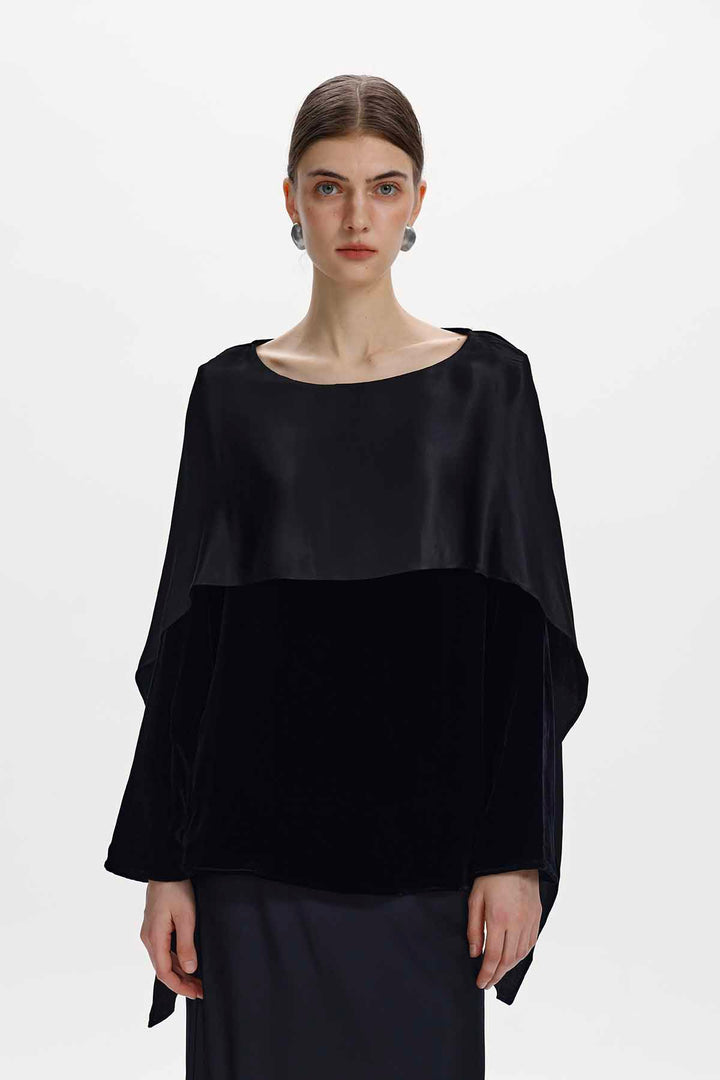 Dorothea Cape Layer Velvet Top