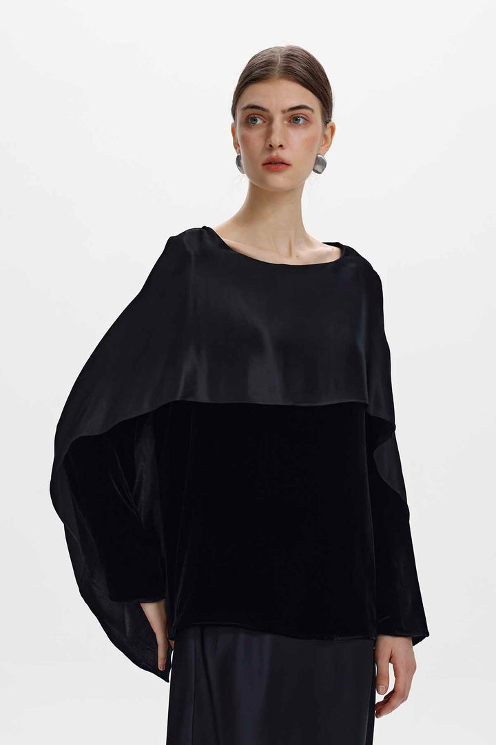 Dorothea Cape Layer Velvet Top