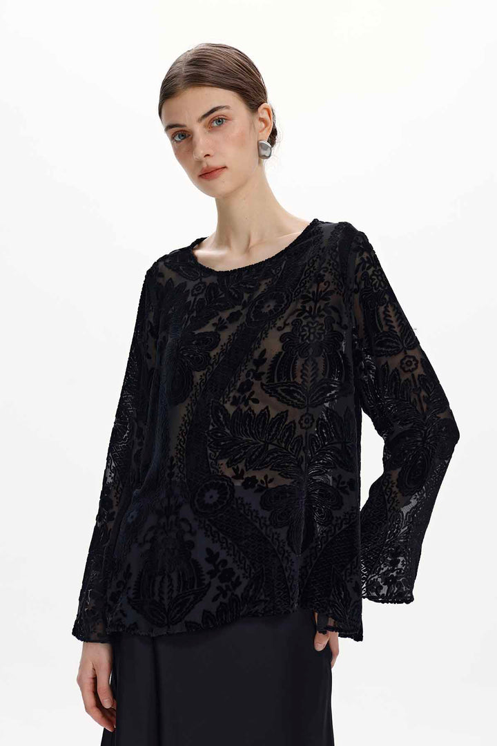 Ilaria Burnout Velvet Blouse